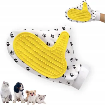 Kartáč pro zvířata RUKAVICE PRO VYČESÁVÁNÍ PSŮ A KOČEK S GUMOVÝMI VÝSTUPKY 23x17 CM