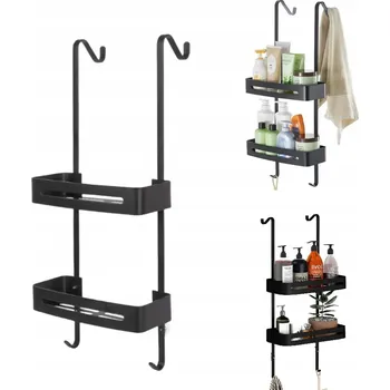 Drátěná police KOUPELNOVÁ POLIČKA DO SPRCHY NA SPRCHOVOU TYČ ZÁVĚSNÁ S HÁČKY