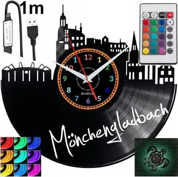Hodiny Monchengladbach Nástěnné Hodiny LED RGB S Dálkovým Ovládáním - Vinylová Deska