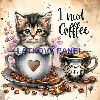 Látkový panel - Kočka - KČ-201 Velikost: 20x20cm, Materiál: Bavlna