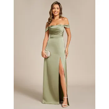 Dámské oblečení Šaty pro družičky s odhalenými rameny a krátkými rukávy Barva: Zelená, Velikost: 3XL