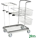 Úklidový vozík KM, zinkovaný, 4 otočná kolečka, odkládací koš a držák na 120litrové pytle