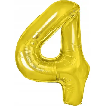 Balónek Id_2339_4z FÓLIOVÝ BALÓNEK ČÍSLICE 4 ZLATÝ 100cm BALÓNKY ČTYŘI ČTYŘKA ZLATÁ