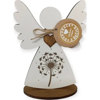 Vánoční dekorace Dekorace z Řečice Dřevěný anděl bílý 18cm