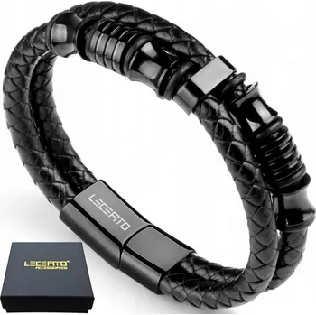 Náramek LECERTO PÁNSKÝ KOŽENÝ PLETENÝ NÁRAMEK PREMIUM - ŘEMÍNEK Z PRAVÉ KŮŽE