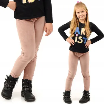 Dívčí legíny Dívčí sametové legíny LAEMI Pudrová Růžová 152