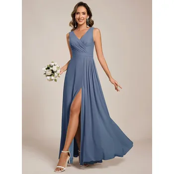 Dámské šaty Šaty pro družičky s výstřihem do V bez rukávů Barva: Mořská, Velikost: XXL