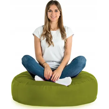 Taburet PLYŠOVÝ polštář na sezení do křesla PARI ZELENÝ