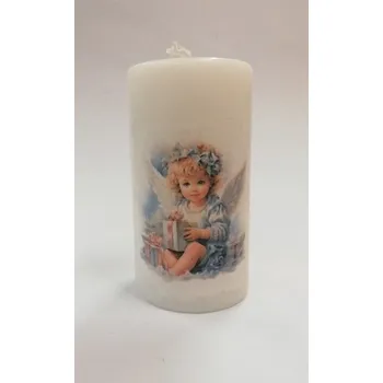 Svíčka Svíčka parafínová zdobená - válec 9,5cm - Andělka1