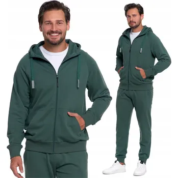 Pánská mikina PÁNSKÁ MIKINA ZIPEM, HLADKÁ, ZELENÁ, S KAPUCÍ BAVLNA STYLOVÁ BAVLNA, MORAJ 3XL