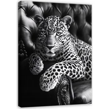 Obraz OBRAZ JAGUÁR NA PLÁTNĚ, ZVÍŘE NA KŘESLE, DO LOŽNICE, OBÝVÁKU NEBO KUCHYNĚ, 60x40 cm