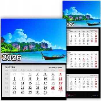Kalendář Nástěnný Kalendář Trojdílný 2026 SLUNEČNÉ POLE Do Kanceláře Jako Dárek Vzory