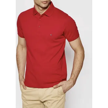 Pánské tričko POLOKOŠILE TOMMY HILFIGER 1985 PÁNSKÉ POLO TRIČKO SLIM FIT ČERVENÉ XL