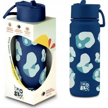 Brosky Wild 550 ml Modrý termo lahev na pití na vodu s brčkem a potiskem