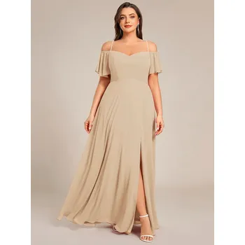 Dámské šaty Šifonové šaty pro družičky se špagetovými ramínky Barva: Korálová, Velikost: 9XL