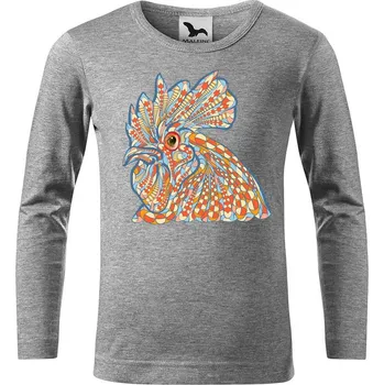 Chlapecké tričko DOBRÝ TRIKO Dětské bavlněné triko Hlava kohouta Velikost: 158/12 let, Barva: Tmavě šedý melír