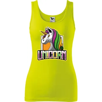 Dámské tričko DOBRÝ TRIKO Dámské tílko s potiskem Naštvaný jednorožec Velikost: 2XL, Barva: Limetková