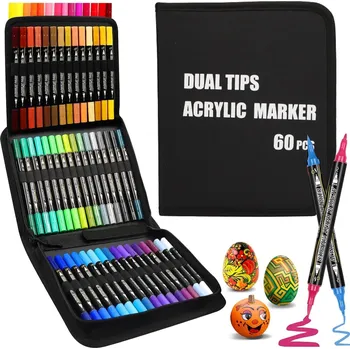 60 AKRYLOVÝCH POPISOVAČŮ SADA Fixy Popisovače VODĚODOLNÉ S BARVOU