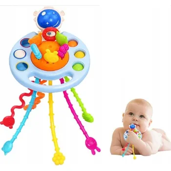 Hračka pro kojence KOUSÁTKO PRO DĚTI CHOBOTNICE 6v1 HRAČKA DÁREK SENZORICKÉ