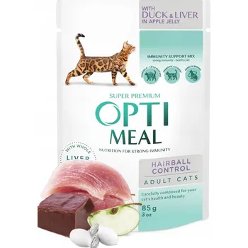 Krmivo pro kočku Vlhké krmivo Optimeal s prebiotiky, kachna s játry, 150 g