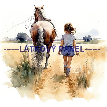 Látkový panel - Kůň a děti - KON - 107 Velikost: 30x30cm, Materiál: Kočárkovina
