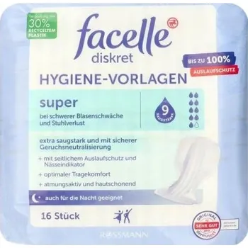FACELLE Diskret Inkontinenční vložky, super, 16 ks