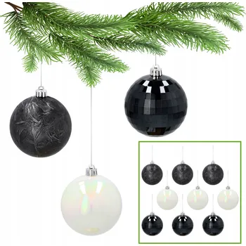 Vánoční dekorace Antracitové vánoční vánoční baňky, sada koulí, vánoční ozdoby 8 cm, 9 ks