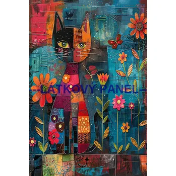 Látkový panel - Kočka - KČ-236 Velikost: 50x33cm, Materiál: Teplákovina nepočesaná