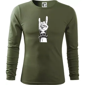 Pánské oblečení Rock ruka s náramkem - Triko s dlouhým rukávem FIT-T long sleeve - M ( Khaki )