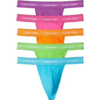 Kalhotky CALVIN KLEIN Tanga LOVE, 5 kusů, bavlna s příměsí elastanu NB3913A NL4 M