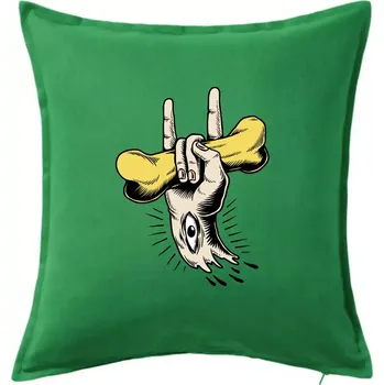 Polštář Rocková ruka kost a oko - Polštář 50x50 - 50x50 - Pouze potah ( Středně zelená )