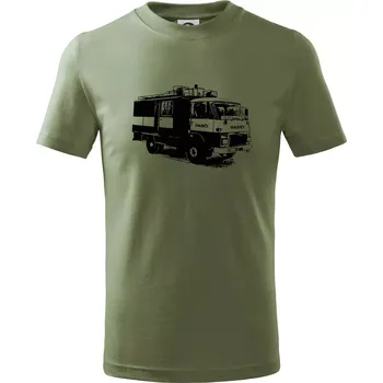 Chlapecké tričko Hasičské auto Hasiči - Tričko dětské bavlněné - 98 cm / 2 roky ( Khaki )