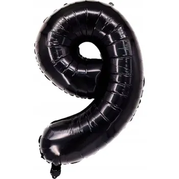 Balónek Fóliový balónek ČÍSLICE 9 ČERNÝ - Velká černá číslice k narozeninám, plnitelný heliem, 81 cm