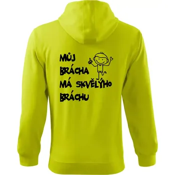 Pánská móda Můj brácha má skvělýho bráchu - Mikina s kapucí na zip trendy zipper - L ( Limetková )