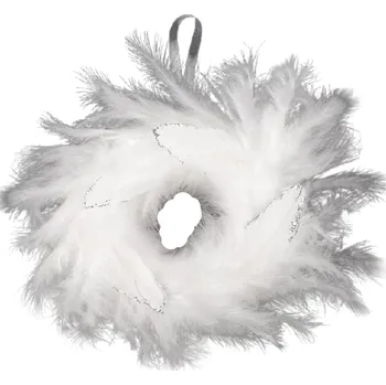 Bytová dekorace Stoklasa Vánoční věnec z peří 30 cm bílá stříbrná 1 ks
