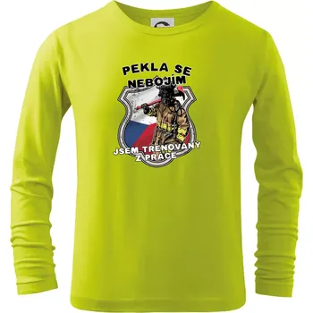 Chlapecké tričko Hasič jsem trénovaný z práce - Triko dětské Long Sleeve - 122 cm/6 let ( Limetková )