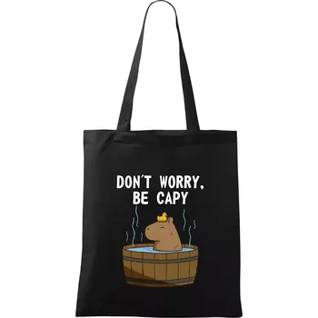 Don't worry be capy - Taška bavlněná - 42 x 38 cm ( Černá )