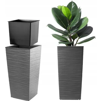 Květináč Šedý plast Květináč Kadax 29 cm x 29 x 57 cm