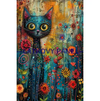 Látkový panel - Kočka - KČ-232 Velikost: 10x7cm, Materiál: Bavlna