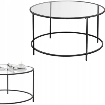 Konferenční stolek VASAGLE kulatý stůl 84x84x45cm černý