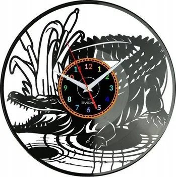 Hodiny KROKODÝL HODINY NÁSTĚNNÉ DEKORATIVNÍ MODERNÍ VINYLOVÁ DESKA VINYL JAKO DÁREK