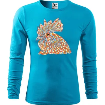 DOBRÝ TRIKO Pánské bavlněné triko Hlava kohouta Velikost: XL, Barva: Tyrkysová