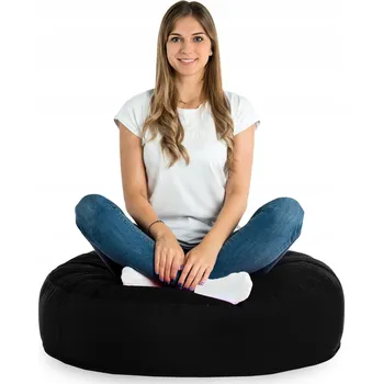 Taburet Plyšový polštář na sezení do křesla PARI ČERNÝ