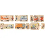 GOKI Dřevěné puzzle Vozidla 6v1