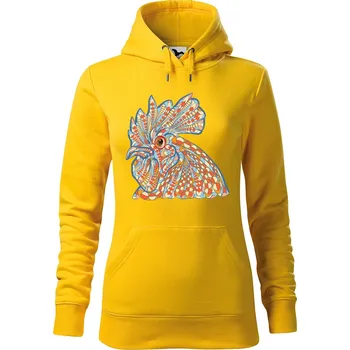 Dámské oblečení DOBRÝ TRIKO Dámská mikina s potiskem Hlava kohouta Velikost dámské mikiny: XL, Barva: Žlutá