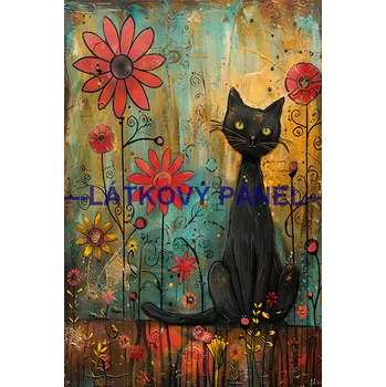 Látkový panel - Kočka - KČ-228 Velikost: 10x7cm, Materiál: Bavlna