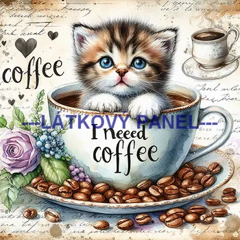 Látkový panel - Kočka - KČ-202 Velikost: 15x15cm, Materiál: Bavlna