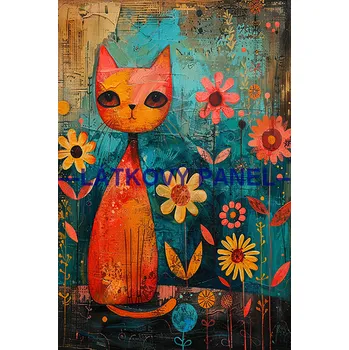 Látkový panel - Kočka - KČ-237 Velikost: 20x13cm, Materiál: Bavlna