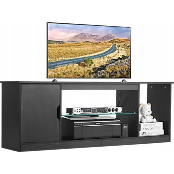 Televizní stolek TV stolek s 5 policemi Skleněný stolek pod televizi pro TV do 65"