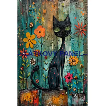 Látkový panel - Kočka - KČ-223 Velikost: 30x20cm, Materiál: Kočárkovina